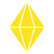 yellow geometric shape resembling a crystal or diamond representing creativity or design joyfully embodying the essence of sixteen